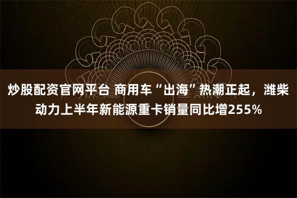 炒股配资官网平台 商用车“出海”热潮正起，潍柴动力上半年新能源重卡销量同比增255%